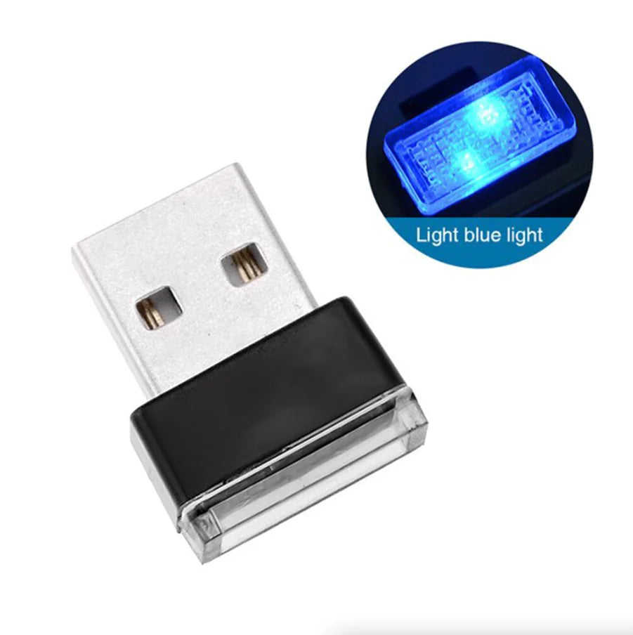 3x Blue LED USB Car Interior Light