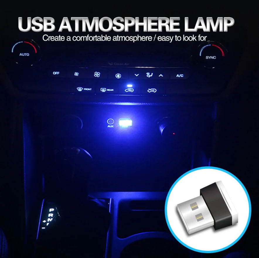 3x Blue LED USB Car Interior Light